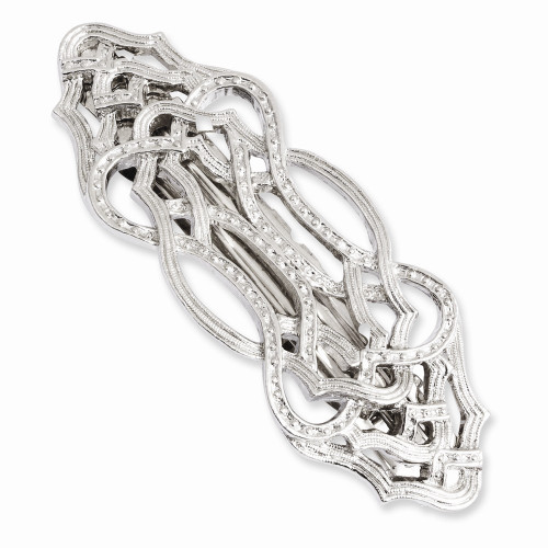 Barrette Silver Tone Textured Hair Clip 1928 Boutique