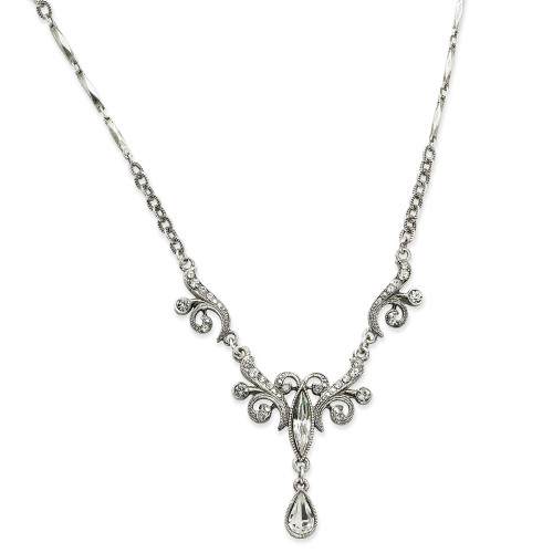 Crystals from Swarovski 15" Necklace Silver Tone 3" Ext 1928 Boutique