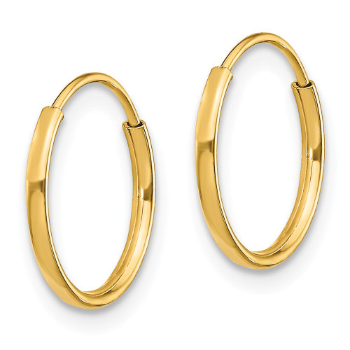 14K Yellow Gold Hollow 12mm Endless Hoop Earrings Madi K Children's Jewelry