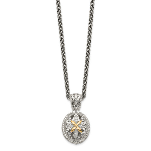 Diamond Pendant 18" Necklace Sterling Silver 14K Gold Accent .06 Ct Shey Couture