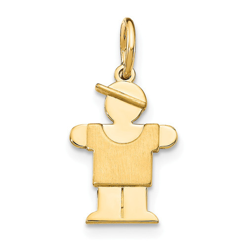 14K Yellow Gold Polished & Solid Mini Boy Stretch Hands For Hug Kid Charm