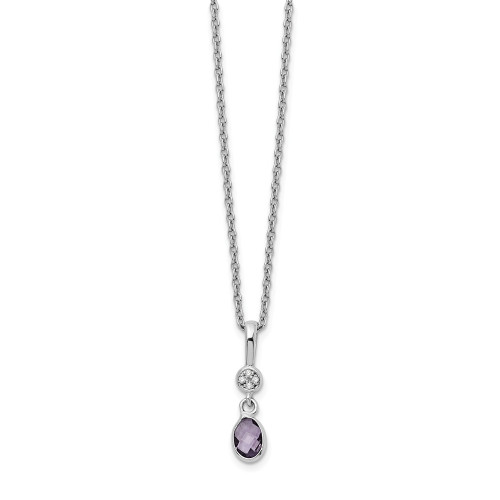 .925 Sterling Silver 0.43 Ct. Amethyst & 0.016 Ct. Diamond Necklace White Ice