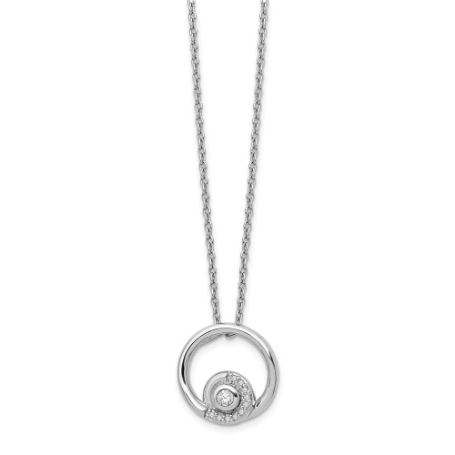 .925 Sterling Silver Blue Topaz & 0.05 Ct. Diamond Circle 18" Necklace White Ice