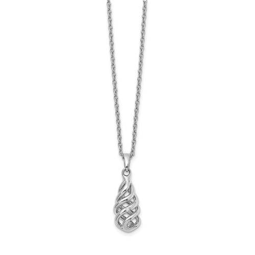 .925 Sterling Silver 0.01 Ct. Diamond Spiral Pendant 18" Necklace White Ice