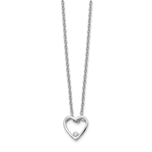 .925 Sterling Silver 0.01 Ct. Diamond Heart Pendant 18" Necklace White Ice .925 Sterling Silver 0.01 Ct. Diamond Heart Pendant 18" Necklace White Ice