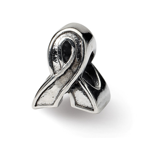 Awareness Ribbon Bead .925 Sterling Silver Antique Finish Reflection Beads