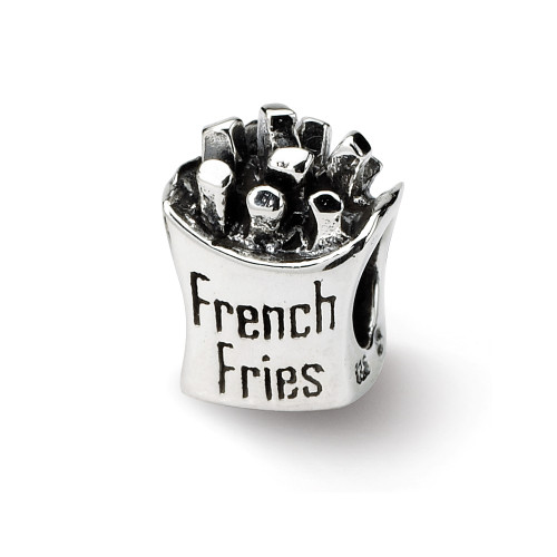 French Fries Bead .925 Sterling Silver Antique Finish Reflection Beads