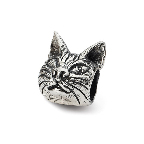 Maine Coon Cat Head Bead .925 Sterling Silver Reflection Beads