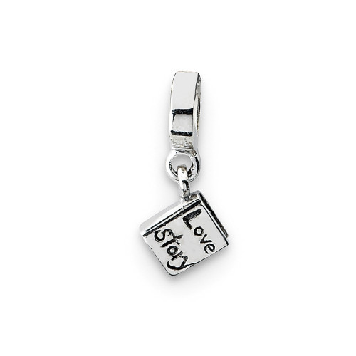 Love Story Book Dangle Bead .925 Sterling Silver Antique Reflection Beads