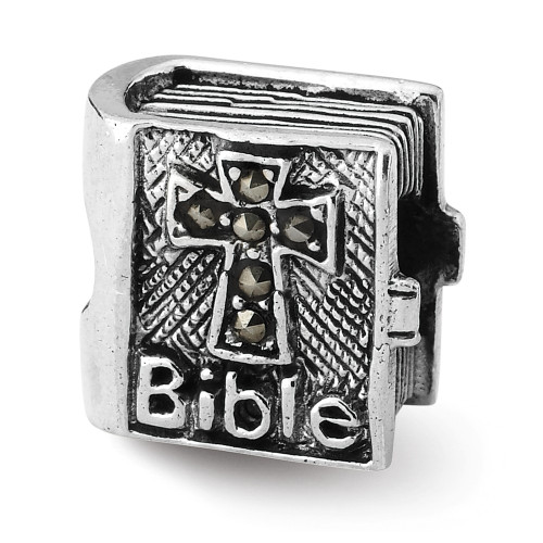Marcasite Cross Bible Bead .925 Sterling Silver Antique Reflection Beads