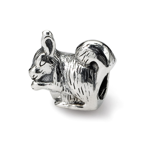 Squirrel Bead .925 Sterling Silver Antique Finished Reflection Beads