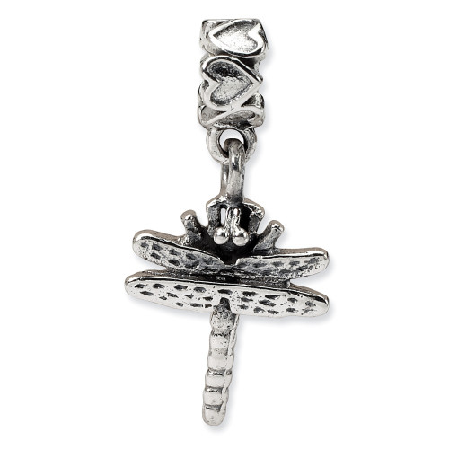 Dragonfly Dangle Kids Bead .925 Sterling Silver Antique Finish Reflection Beads