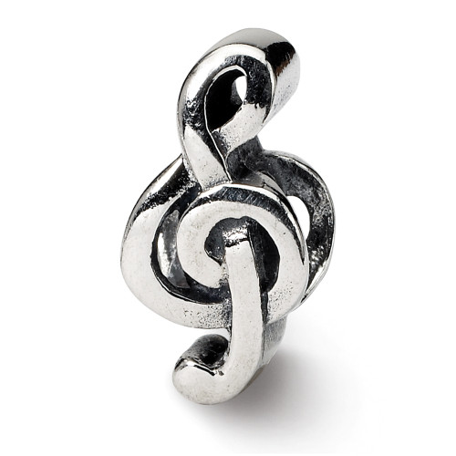 Treble Clef Bead .925 Sterling Silver Antique Finish Reflection Beads