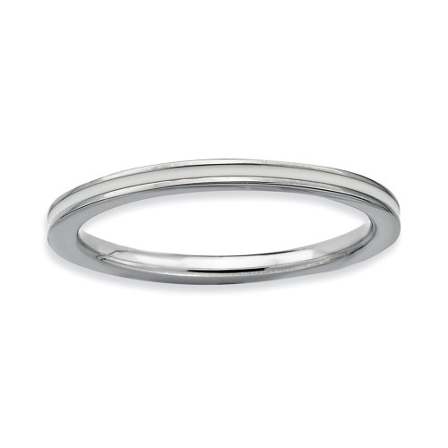 Sterling Silver Stackable Expressions White Enameled 1.5mm Ring Sizes 5 to 10