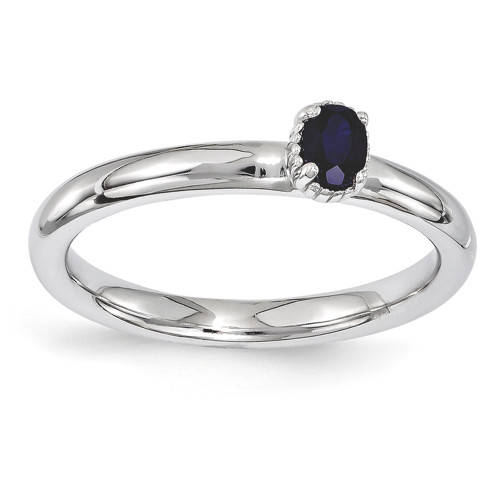 Sterling Silver Stackable Expression Created Sapphire Single Stone Ring Sz 5-10