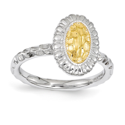 Sterling Silver Stackable Expressions Gold Plated Oval Ring Sizes 5 to 10