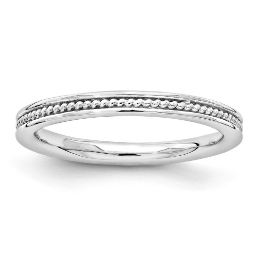 Sterling Silver Stackable Expressions Rhodium Plated Channeled Ring Size 5 to 10