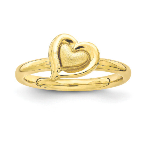 Sterling Silver Stackable Expressions Gold Plated Heart Ring Sizes 5 to 10