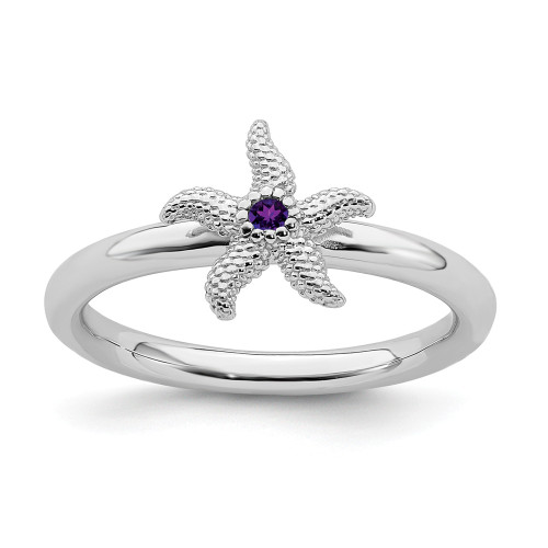 Sterling Silver Stackable Expressions Amethyst Starfish Ring Sizes 5 to 10
