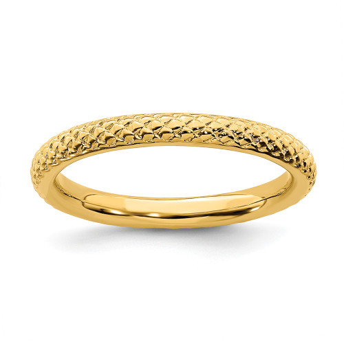 Sterling Silver Stackable Expressions Gold Plated Patterned Cable Ring Sz 5 - 10