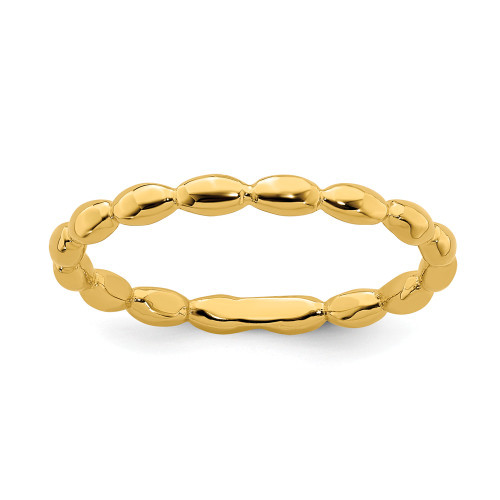 Sterling Silver Stackable Expressions Gold Plated Rice Pattern Ring Size 5 to 10