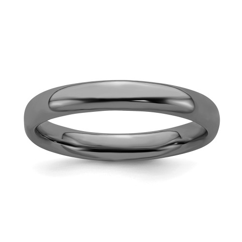 Sterling Silver Stackable Expression Black Plated Polished 3.25mm Ring Sz 5 - 10
