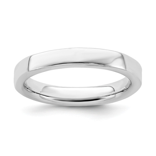 Sterling Silver Stackable Expressions Rhodiumed 3.25mm Flat Ring Sizes 5 to 10