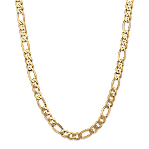 14k Yellow Gold 8.75mm Solid Plain Flat Figaro Chain w/ Lobster Clasp 20" - 26"