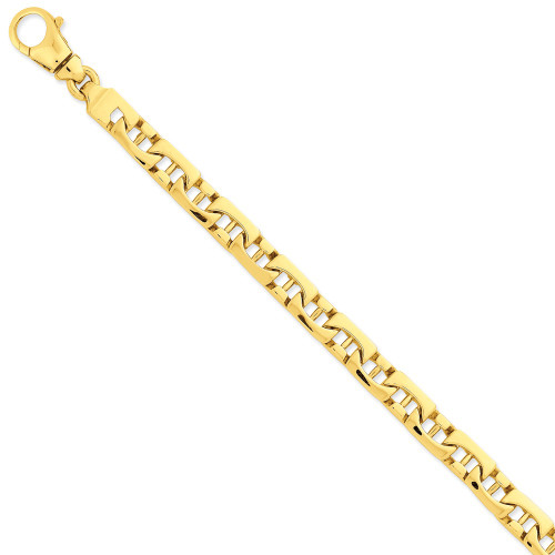 14k Yellow Gold 8.2mm Polished Fancy Anchor Chain w/ Lobster Clasp 20" - 24"