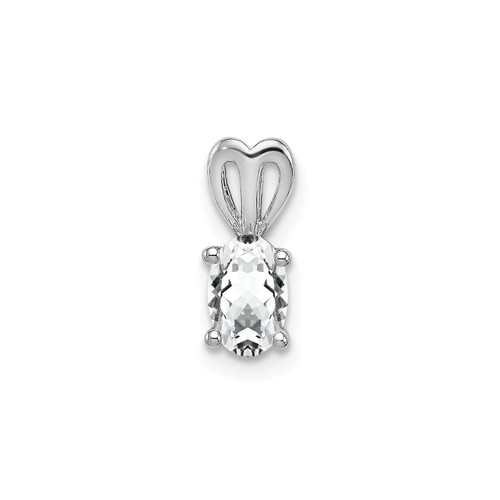 Sterling Silver Rhodiumed White Topaz Solitaire April Birthstone Heart Pendant