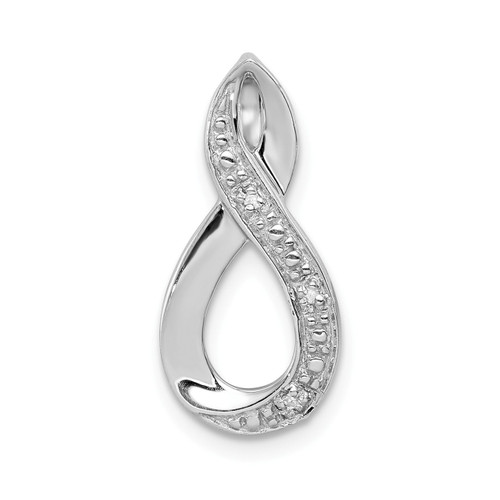 Sterling Silver Rhodium Plated White Diamond Figure 8 / Infinity Teardrop Slide