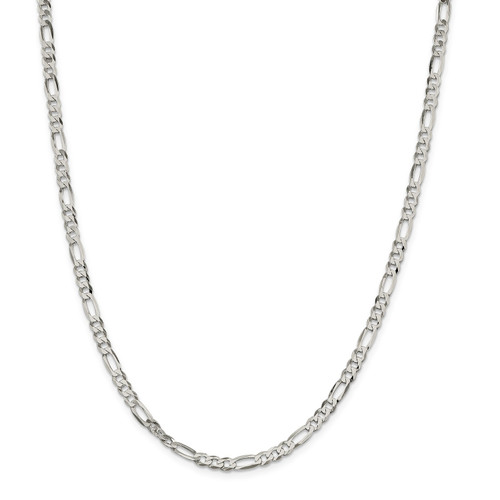 Sterling Silver Solid 4.5mm Plain Flat Figaro Chain w/ Lobster Clasp 16" - 24"