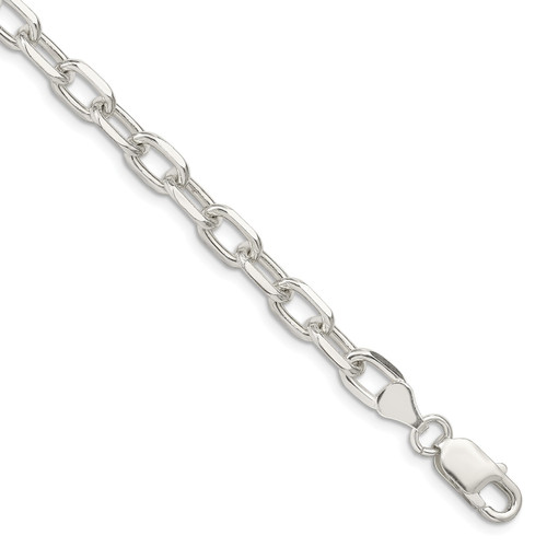 Sterling Silver 6.5mm Diamond Cut Open Link Bracelet w/ Lobster Clasp 8" - 9"