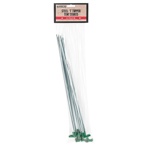 STEEL T TOPPER TENT STAKES 15.75 INCH SET OF 6 STEEL T TOPPER TENT STAKES 15.75 INCH SET OF 6