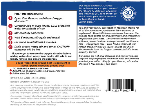 MOUNTAIN HOUSE GROUND BEEF #10 CAN CL MOUNTAIN HOUSE GROUND BEEF #10 CAN CL