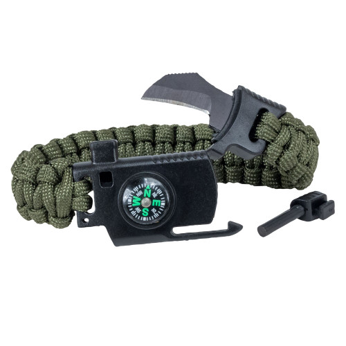 NYLON CORD SURVIVAL BRACELET WITH MINI KNIFE AND COMPASS