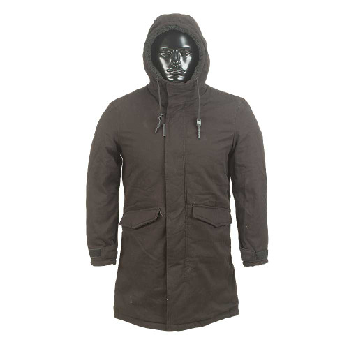 MEN'S LINED COTTON COAT WITH HOOD AND FRONT POCKETS