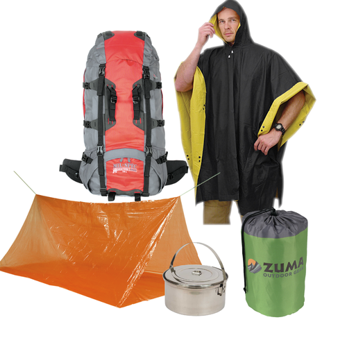 Backpacker Bundle Bonanza – Hiking Gear Kit (Pack, Tent, Mat, Poncho & Cook Pot)