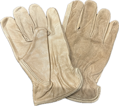 Leather Work Gloves | Suede Leather Utility Gloves - 3 Pack