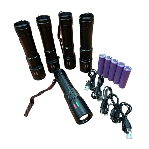 P50 LED Rechargeable Flashlights with Accessories – 5 Pack