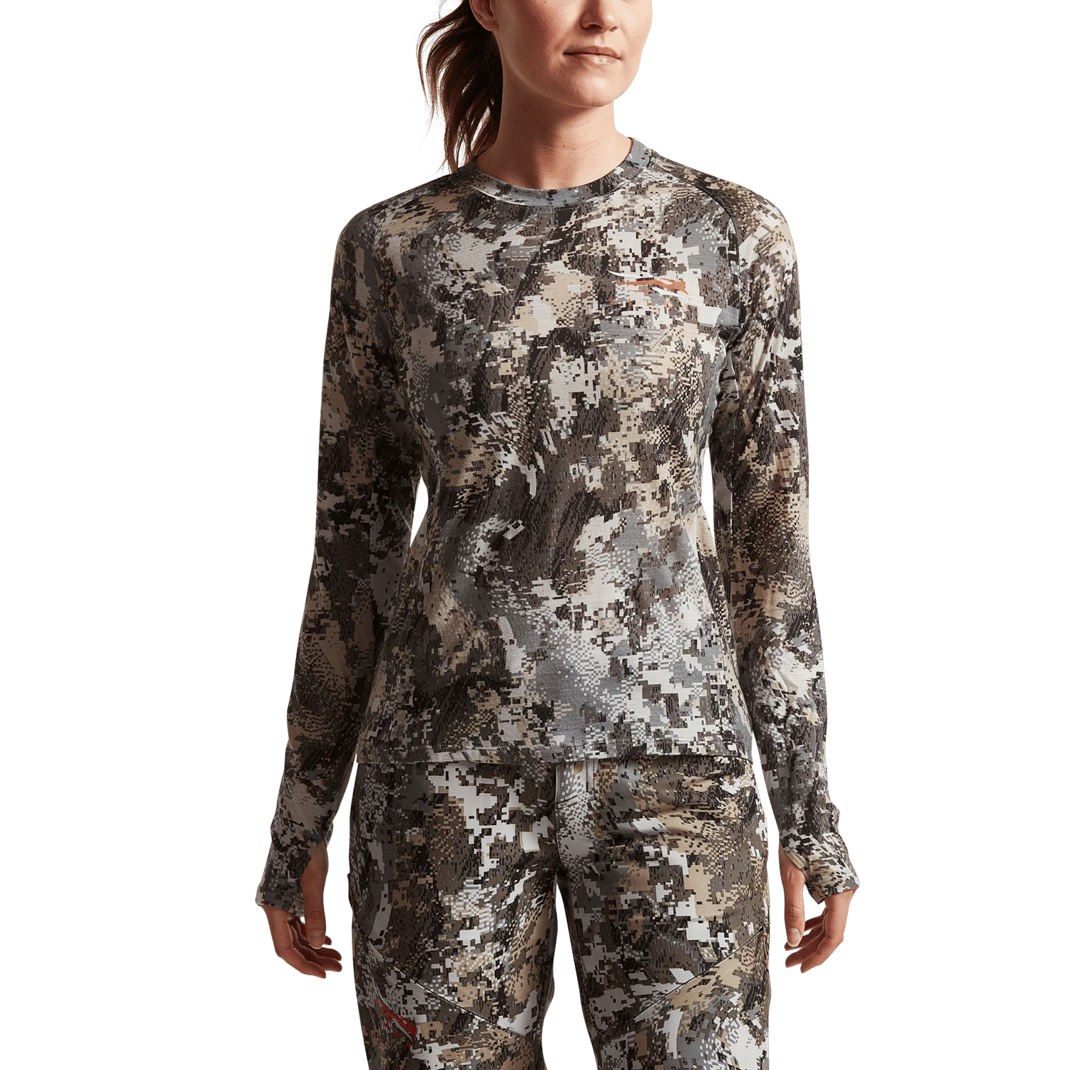 Женский топ SITKA Core Merino 120 LS Crew, цвет: Optifade Elevated Ii — фото 2