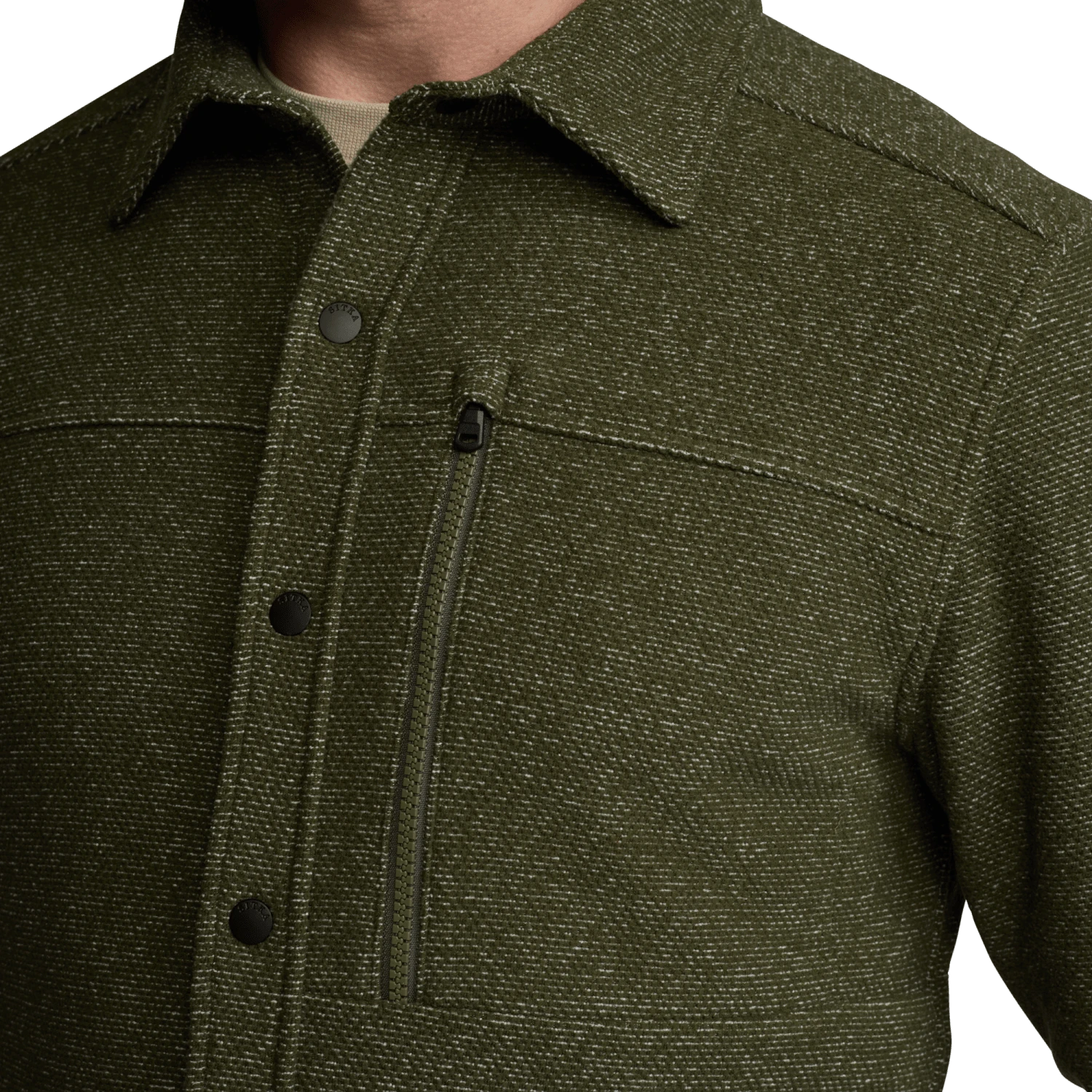 Мужская рубашка SITKA Snowcrest LS, цвет: Кипарисовый зелёный меланжевый — фото 8