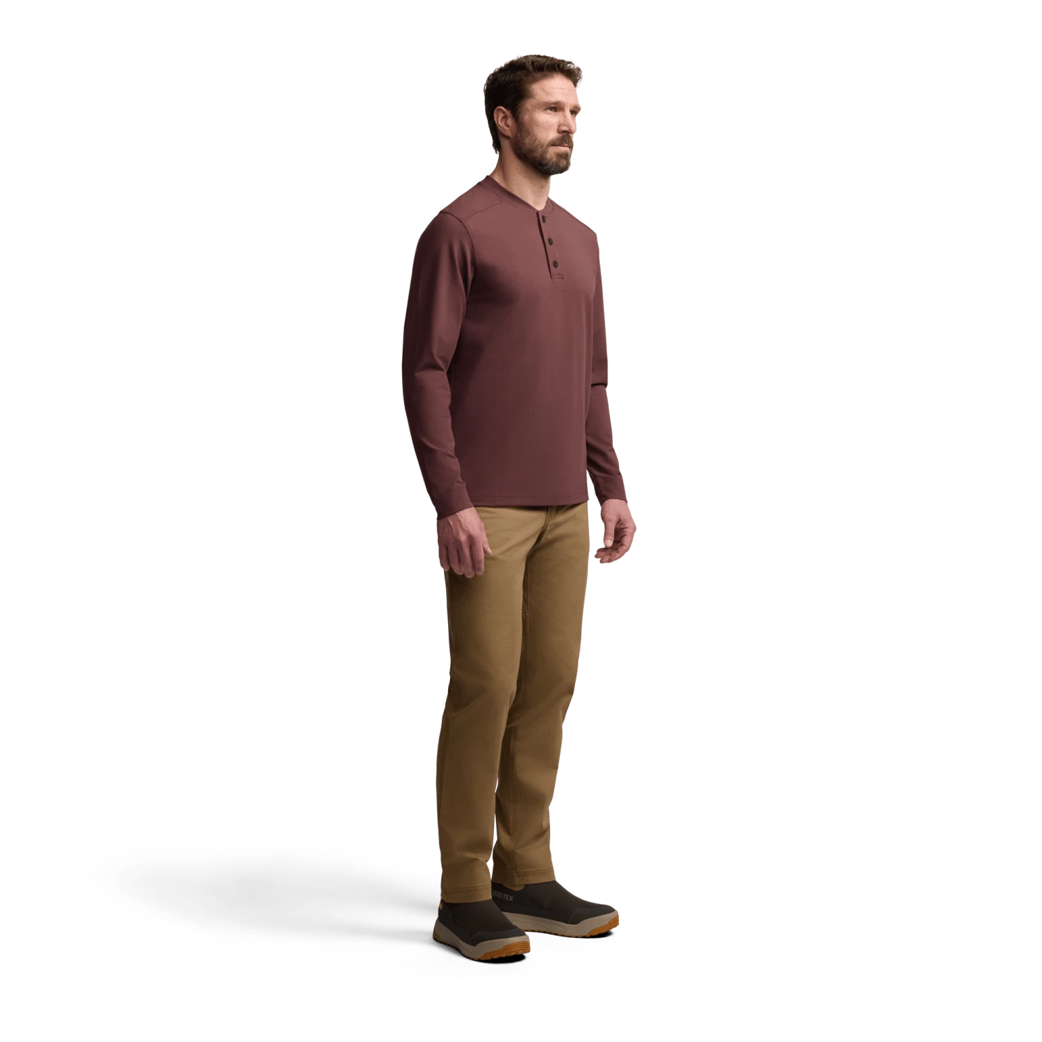 Мужской топ SITKA Foothills Long Sleeve Henley, цвет: Вишнёвый — фото 6