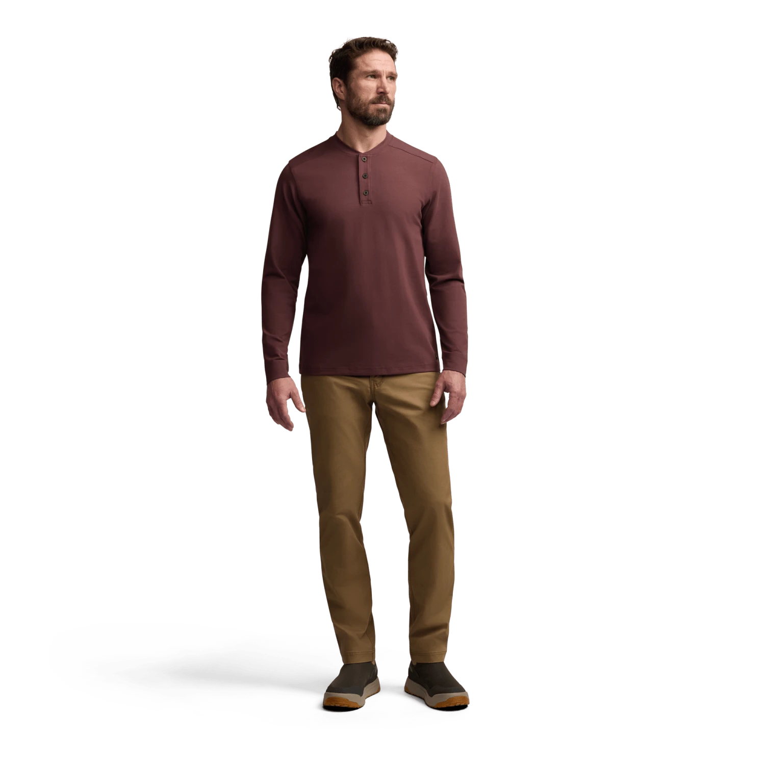 Мужской топ SITKA Foothills Long Sleeve Henley, цвет: Вишнёвый — фото 5