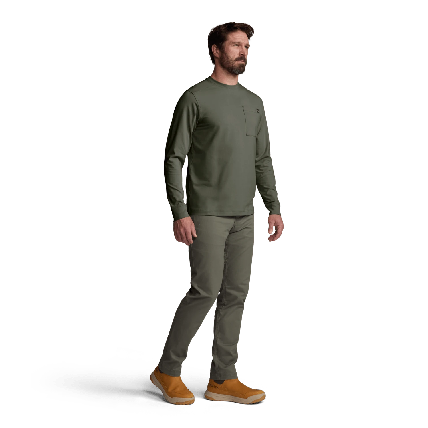 Мужской топ SITKA Foothills Long Sleeve Crew, цвет: Кипарисовый зелёный — фото 4