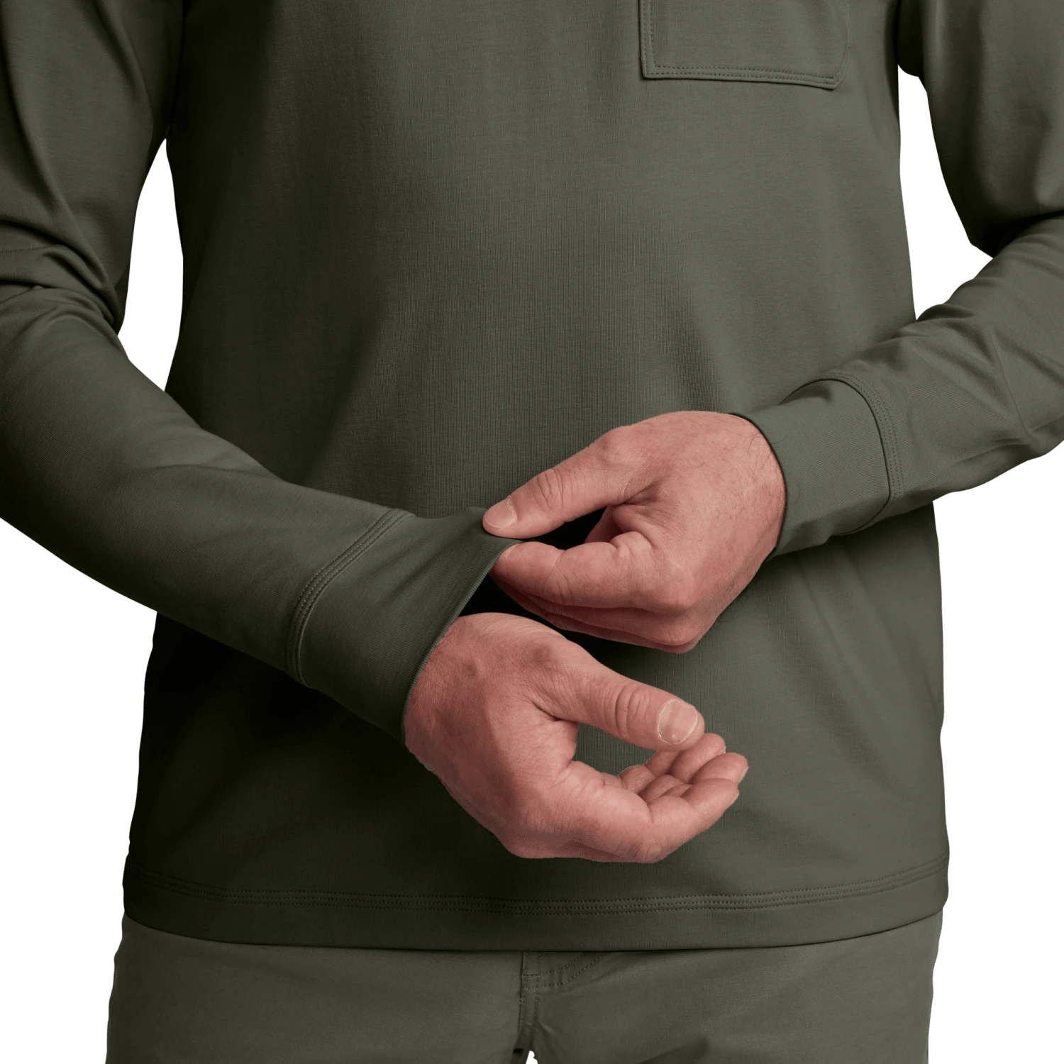 Мужской топ SITKA Foothills Long Sleeve Crew, цвет: Кипарисовый зелёный — фото 6