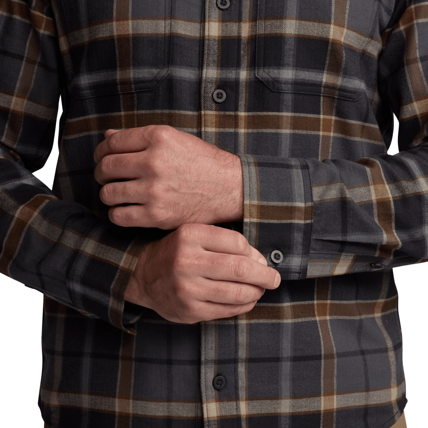 Мужская рубашка SITKA Ashland Lightweight Flannel, цвет: Чёрный клетчатый — фото 8