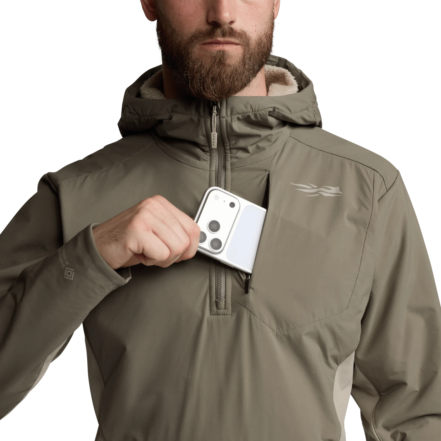 Мужское худи SITKA Alpha Windstopper, цвет: Коричневый — фото 8