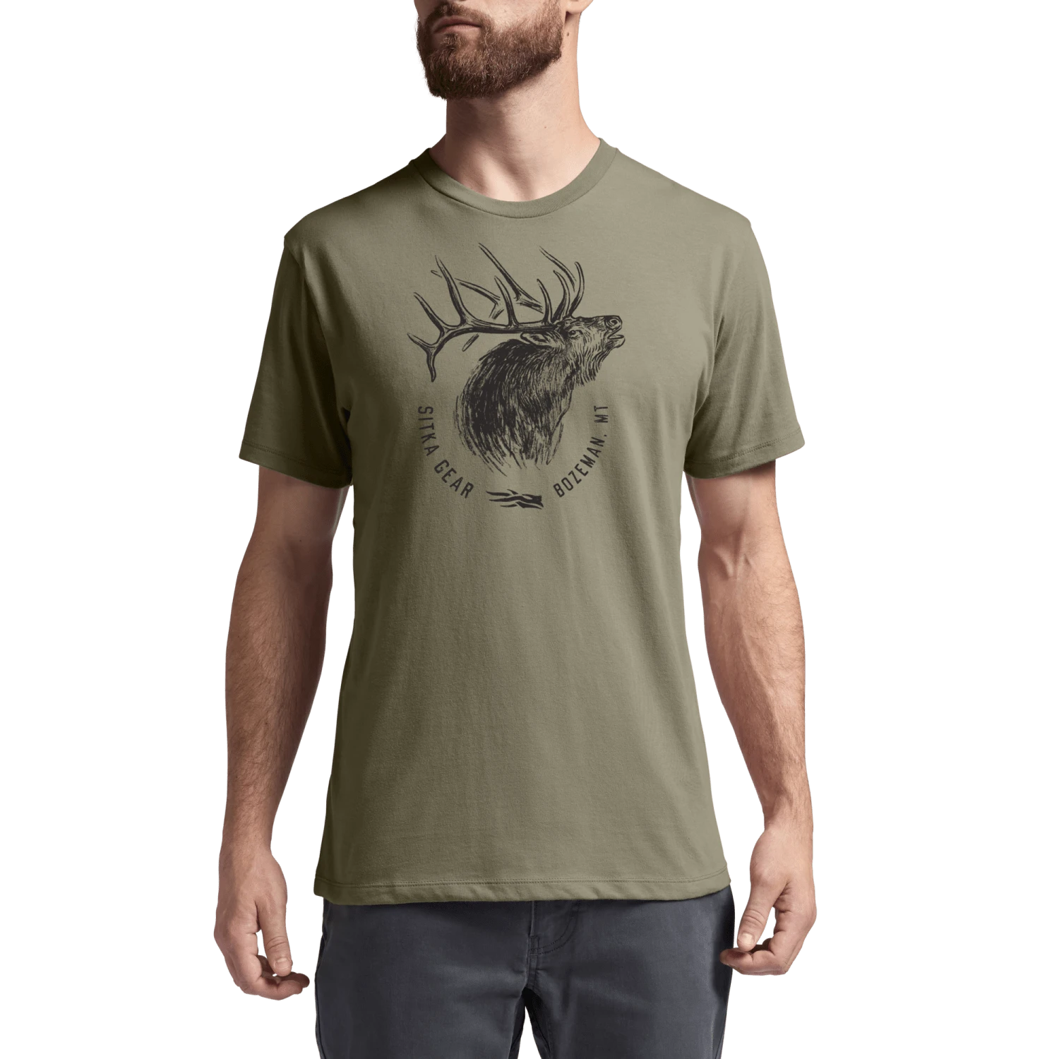 Мужская футболка SITKA Elk Sketch, цвет: Тёмный зелёный шалфейный — фото 3