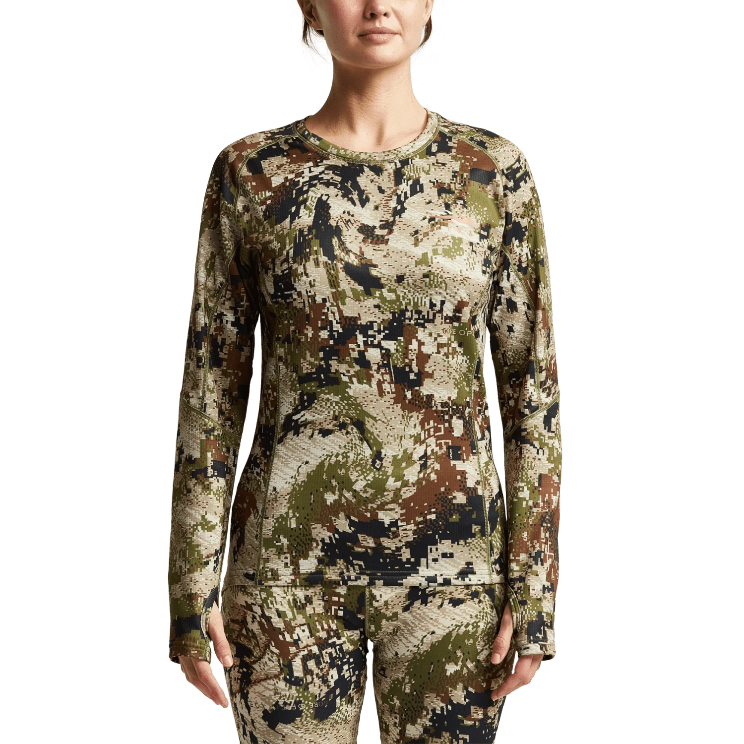 Женский топ SITKA Core Midweight Crew LS, цвет: Optifade Subalpine — фото 2